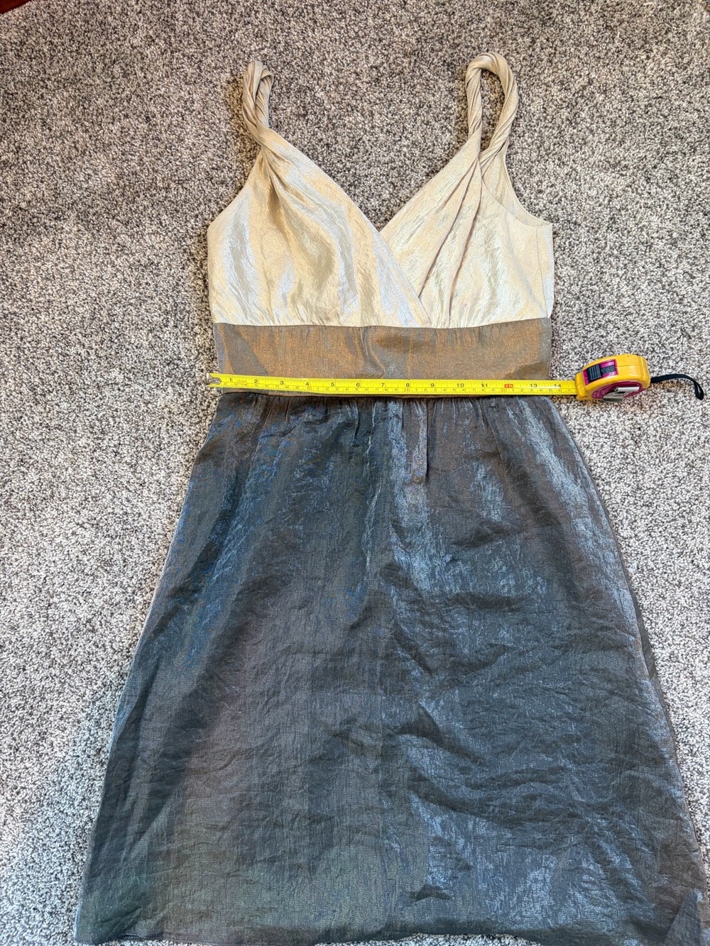 shimmering metallic sleeveless dress